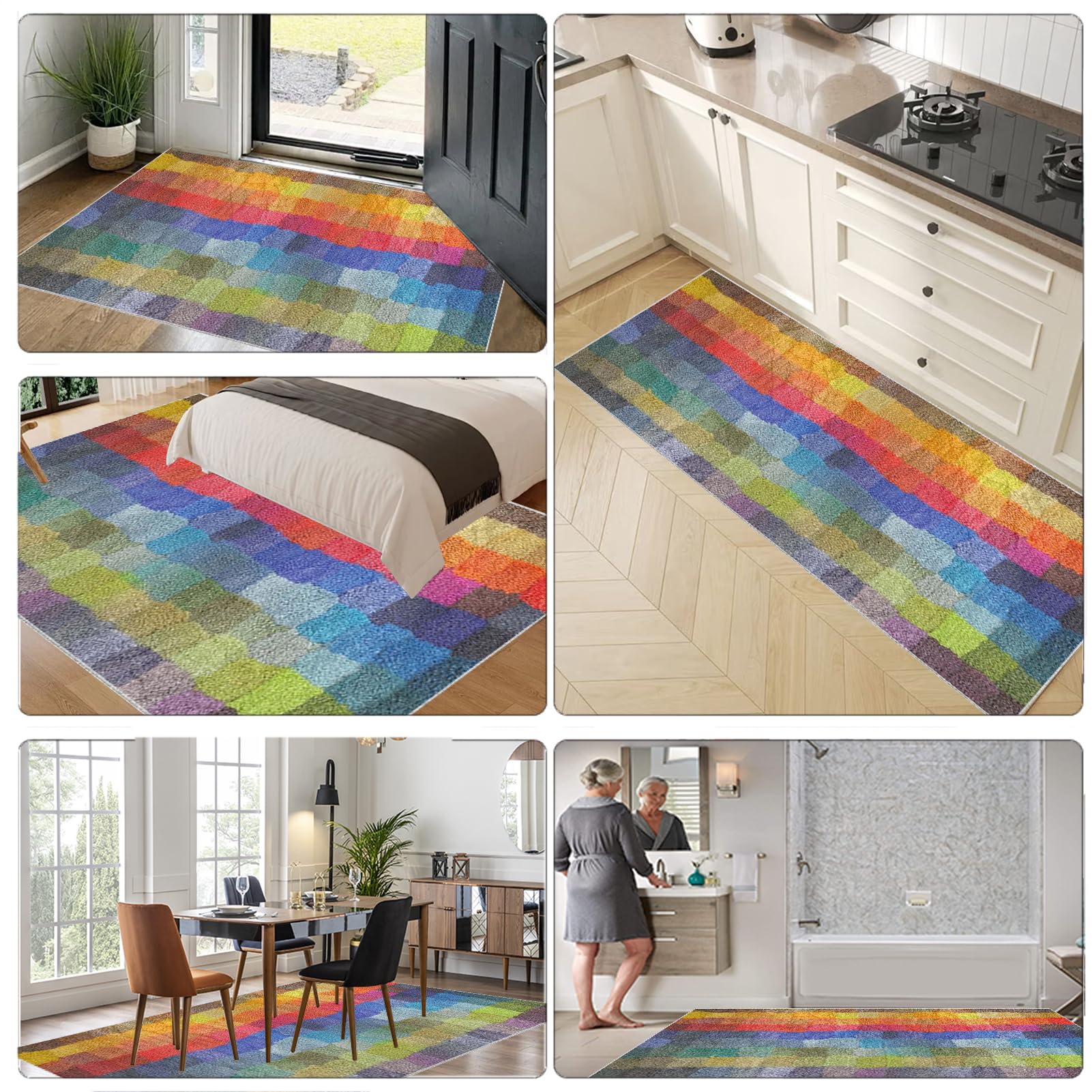 Lange loper, 50 x 160 cm, antislip, gangloper, vintage keukentapijt, machinewasbaar, keuken, vloermat, lang, laagpolig, gang, tapijt, loper voor slaapkamer, woonkamer