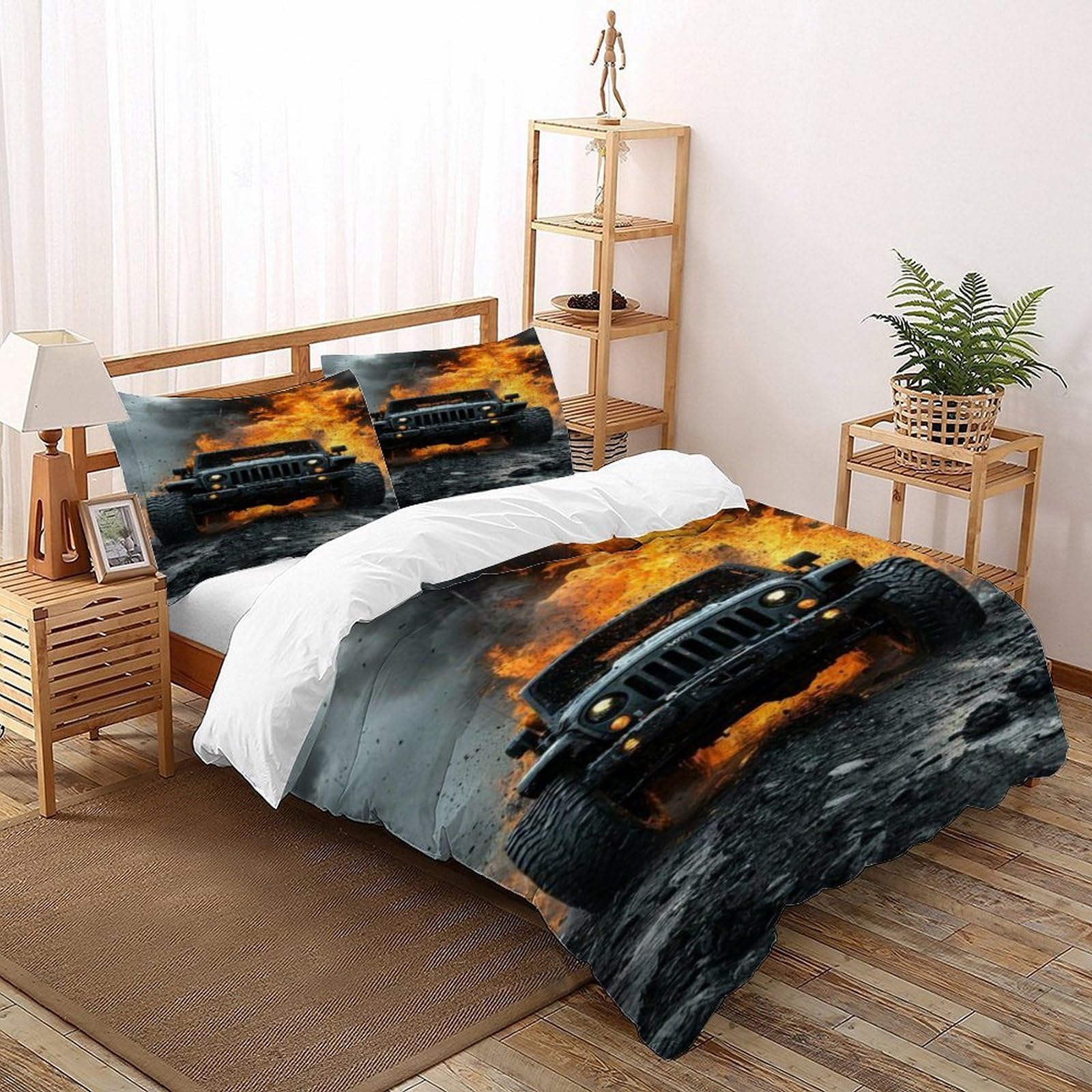 Linge de lit Jeep en microfibre zippée parure 3 pièces thème sport 260x220