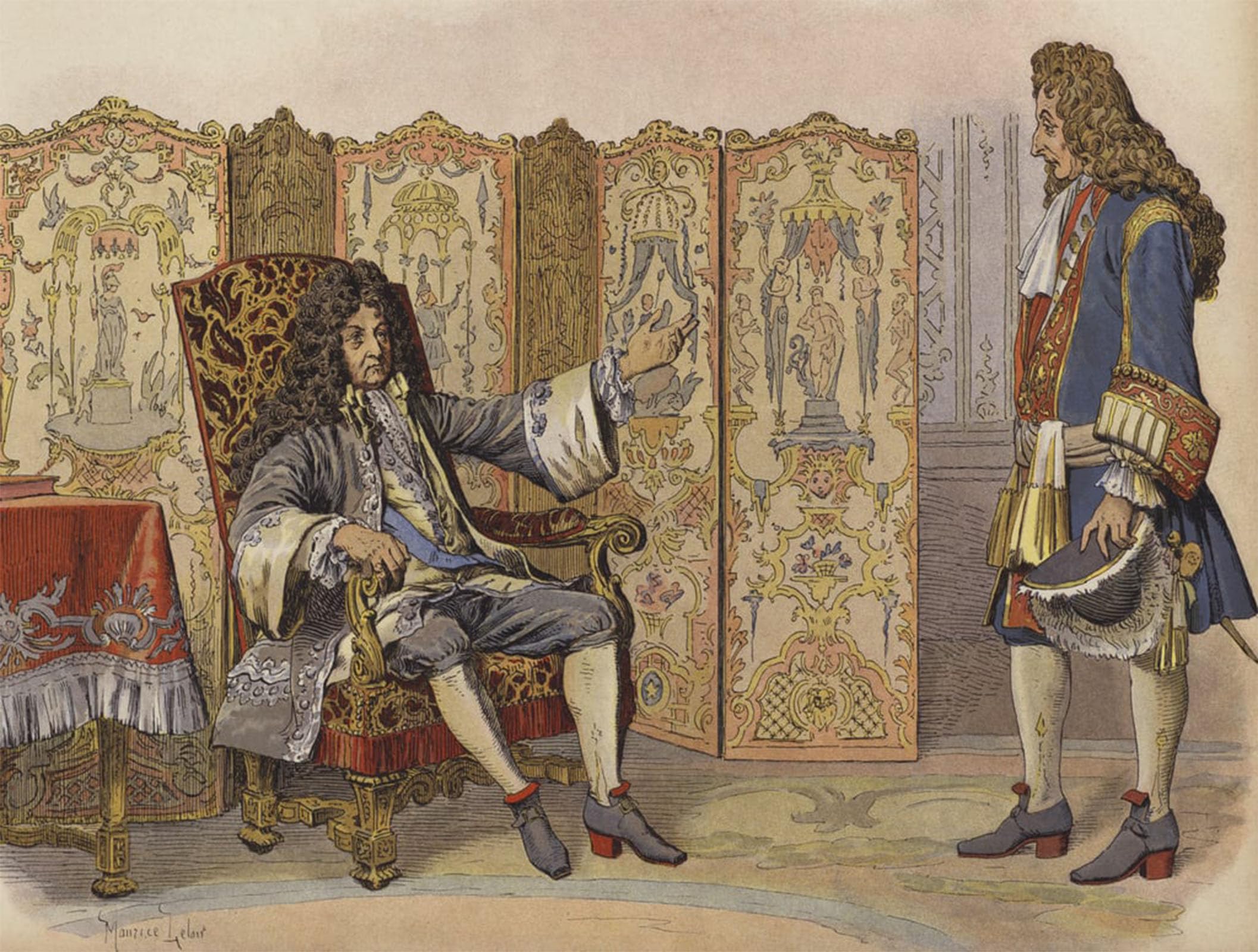 POSTERIIk Vintage Classic Picture Landscape Artwork Visit of Villars to King Louis Xiv At Marly by Maurice Leloir Portrait Canvas Painting for Office Home Decor 60x90cm
