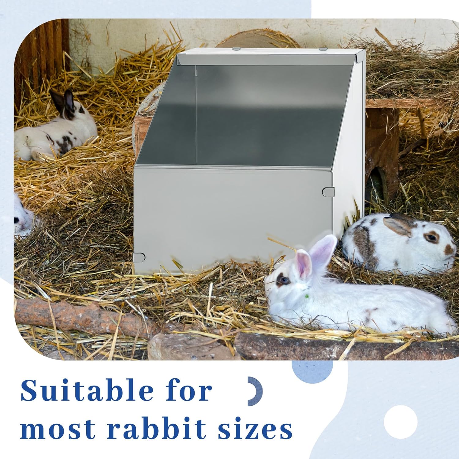 Maxcheck 4 Pcs Galvanized Metal Rabbit Nesting Box Bunny Small Animal Nest with Removable Acrylic Floor Durable Easy to Clean for Indoor Outdoor Use Rabbit Supplies (18.5 * 10.6 * 10 Inch)