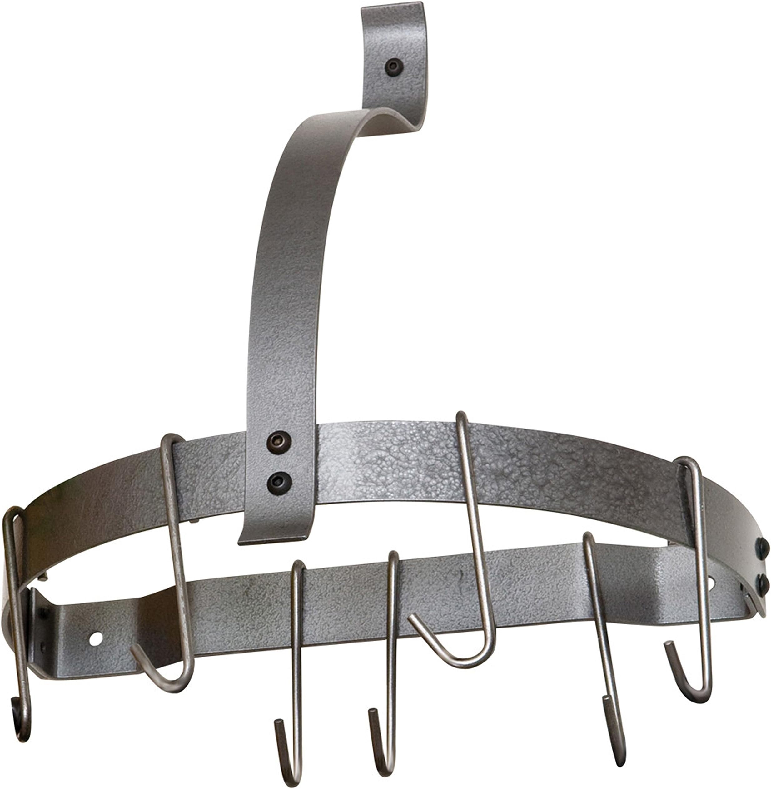 Rack It Up Half Moon Wall Pot Rack with 8 hooks, Steel Gray Hammertone