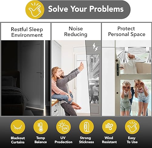 Miniatura 63 de Deconovo Cortina opaca de Navidad para puertas de vidrio y luces laterales, panel de privacidad con aislamiento térmico con doble bolsillo para