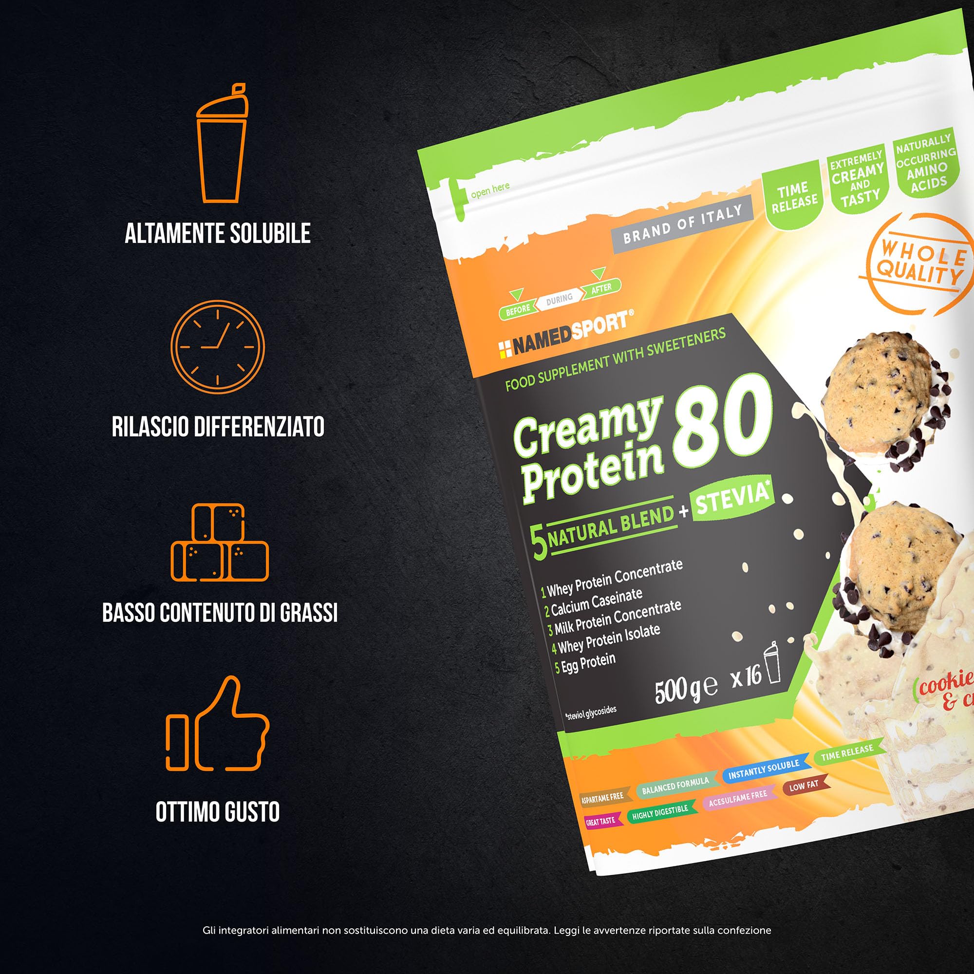 Named Sport Creamy Protein 80 Cookies & Cream - 500 Gr