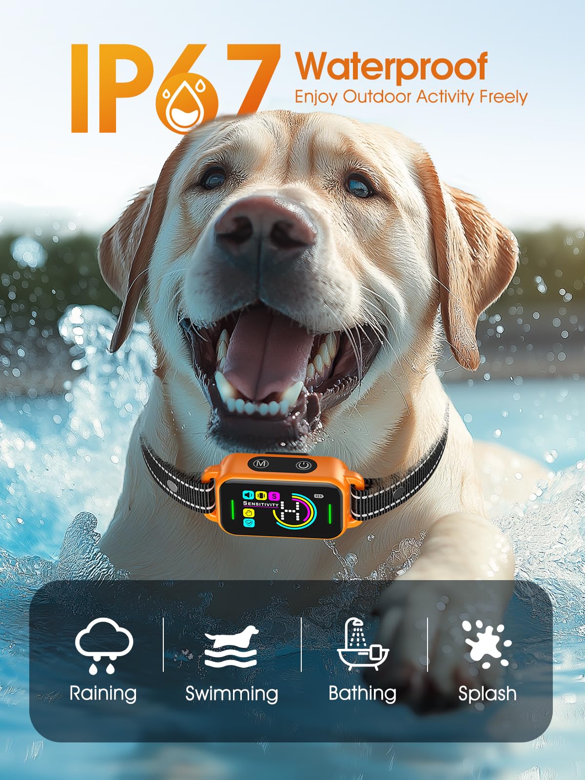 DINJOO Collare per cani di taglia grande, media e piccola – Smart AI 1S smette di abbaiare, dispositivo anti-abbaio e collare per addestramento cani con segnale acustico, vibrazioni e sensibilità a 8