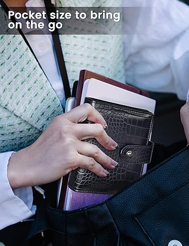 Miniatura 7 de Zreal Carpeta de presupuesto A7 con 12 sobres de efectivo, organizador de dinero para efectivo, mini cartera negra para carpeta de relleno de