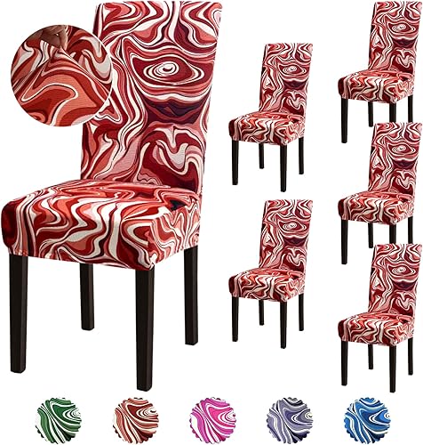 Vista 32 de Juego de 6 fundas para silla, fundas elásticas para sillas de comedor, extraíbles y lavables, para sillas de comedor, hotel, ceremonia, color gris