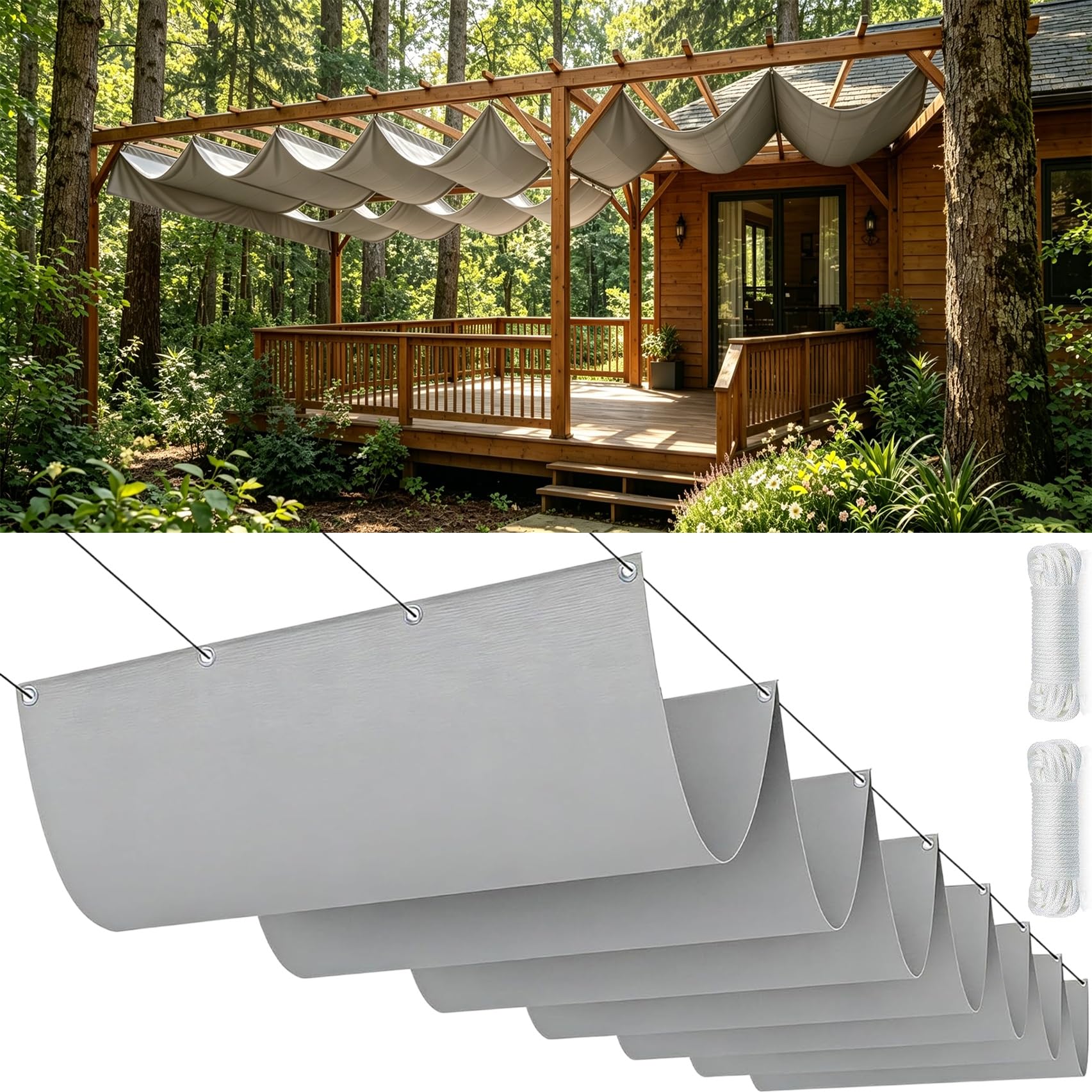 Voiles d'ombrage rétractable gris clair 220x360 cm pour le jardin et toit