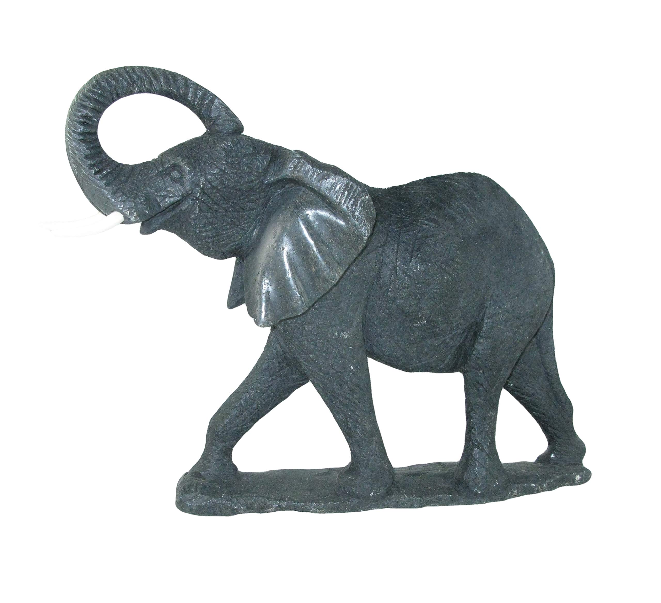 TFTC African Elephant Stone Sculpture by Zimbabwe artists 20cm 1.5kg with Storycard