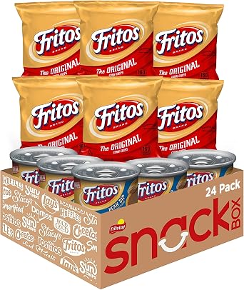 Fritos Original Corn Chips & Bean Dip Cups Variety Pack, Single Serve Portions, 24 Count