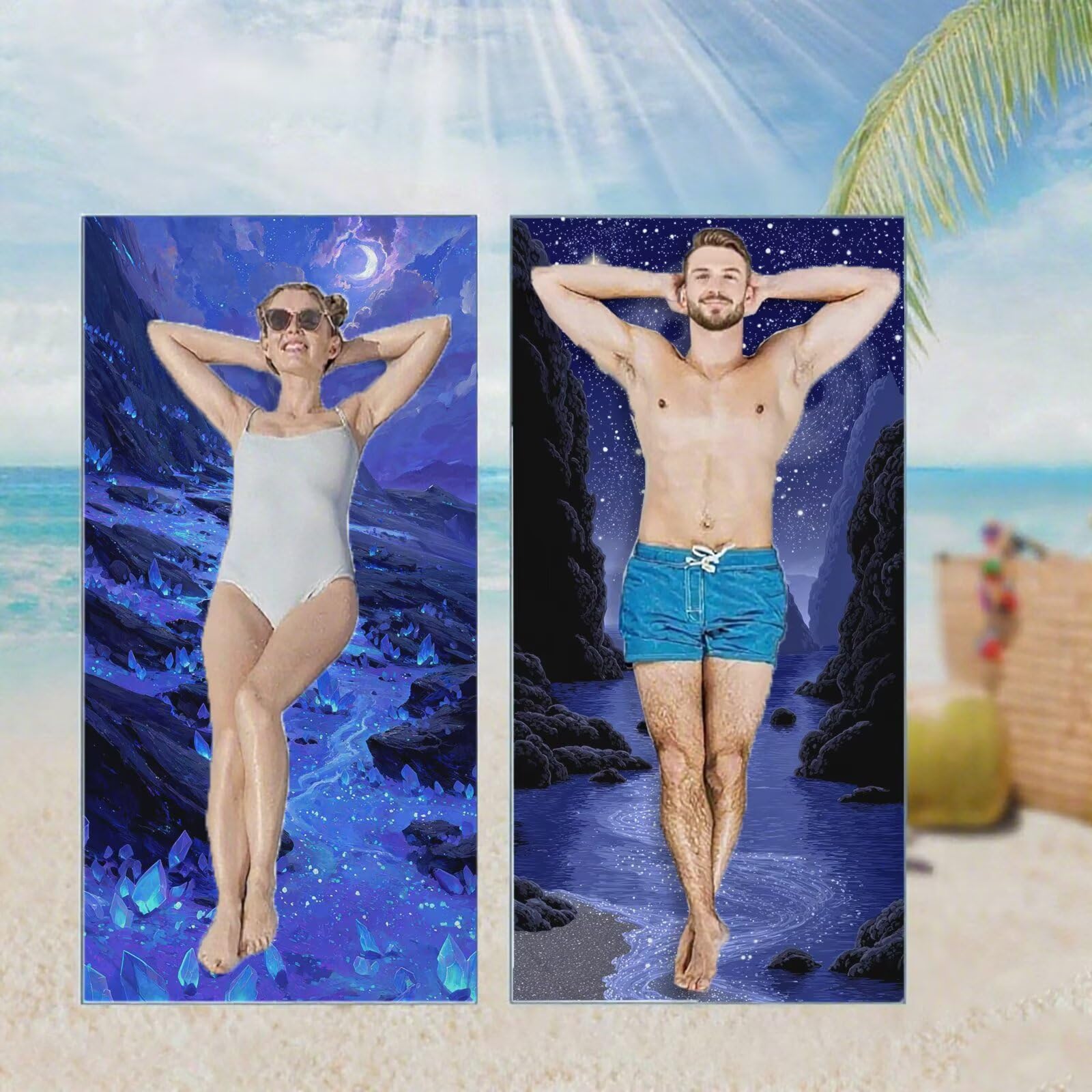 Ręcznik plażowy, ręczniki plażowe z mikrofibry, szybkoschnące lekkie ręczniki podróżne bez piasku, duży ręcznik kąpielowy dla dorosłych 100 x 220 cm, do pływania na basen, jogę, siłownię, kemping
