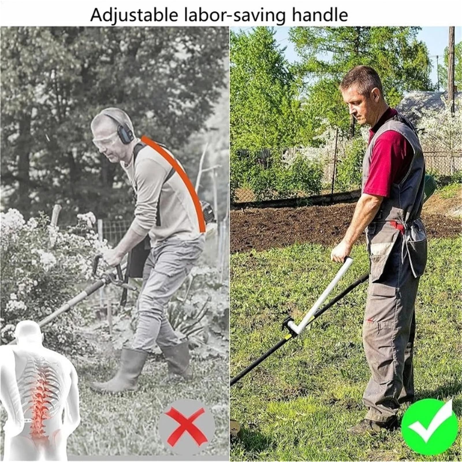 Mango Auxiliar Ergonómico for Desmalezar para desbrozadora | Agarre for cortacésped de jardinería(Green-1pcs)