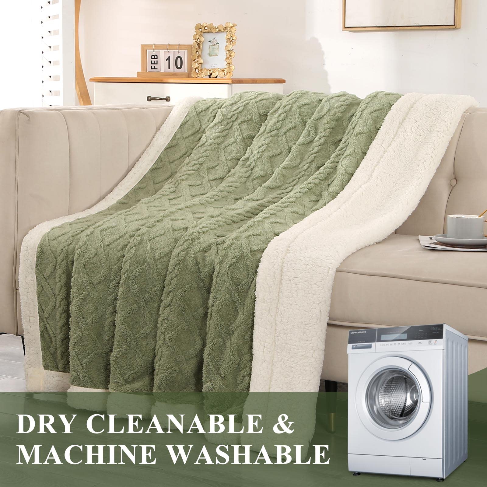 DECMAY Fleece Blanket Throws for Sofas Sherpa Fleece Throw Blanket, Double-Sided Super Soft Warm Throw Blanket For Sofa,Bed - Image 3