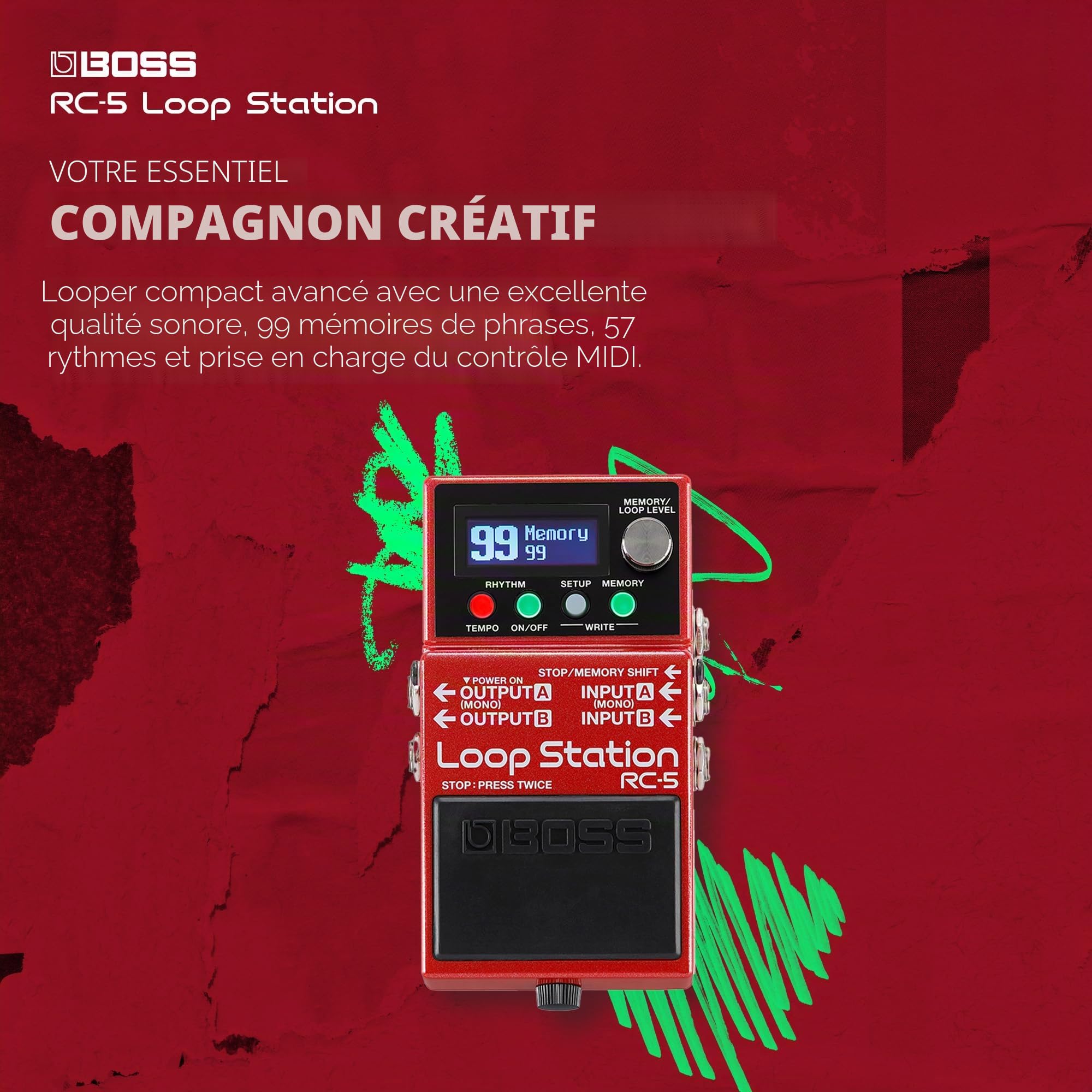 Boss RC-5 Loop Station Pédale d'enregistreur de phrases compactes