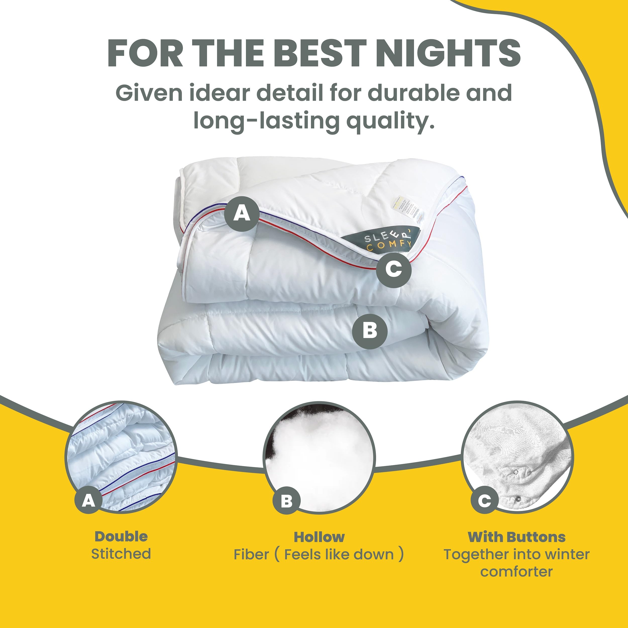 SLEEP COMFY Lusso Allergico Piumino 4 Stagioni Singolo 200 x 200cm, 100% Oeko Tex, Piumino Singolo Invernali & Estiva, Trapunta Singolo, Piumone Letto Singolo, 4 Season Duvet