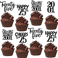 Vista 57 de 30 piezas de decoraciones para pastel de cumpleaños número 10, decoraciones de cupcakes negras con brillo, 10 feliz cumple, directo desde 2016, 10