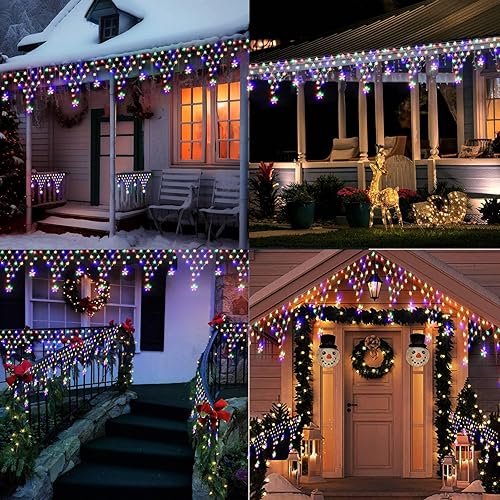 Miniatura 6 de MUYUN Christmas Lights Outdoor Decorations 13.8ft 200 LED Christmas Lights with 12 Stars,Dimmable Curtain Fairy Light with 8 Modes&Remote Timer for