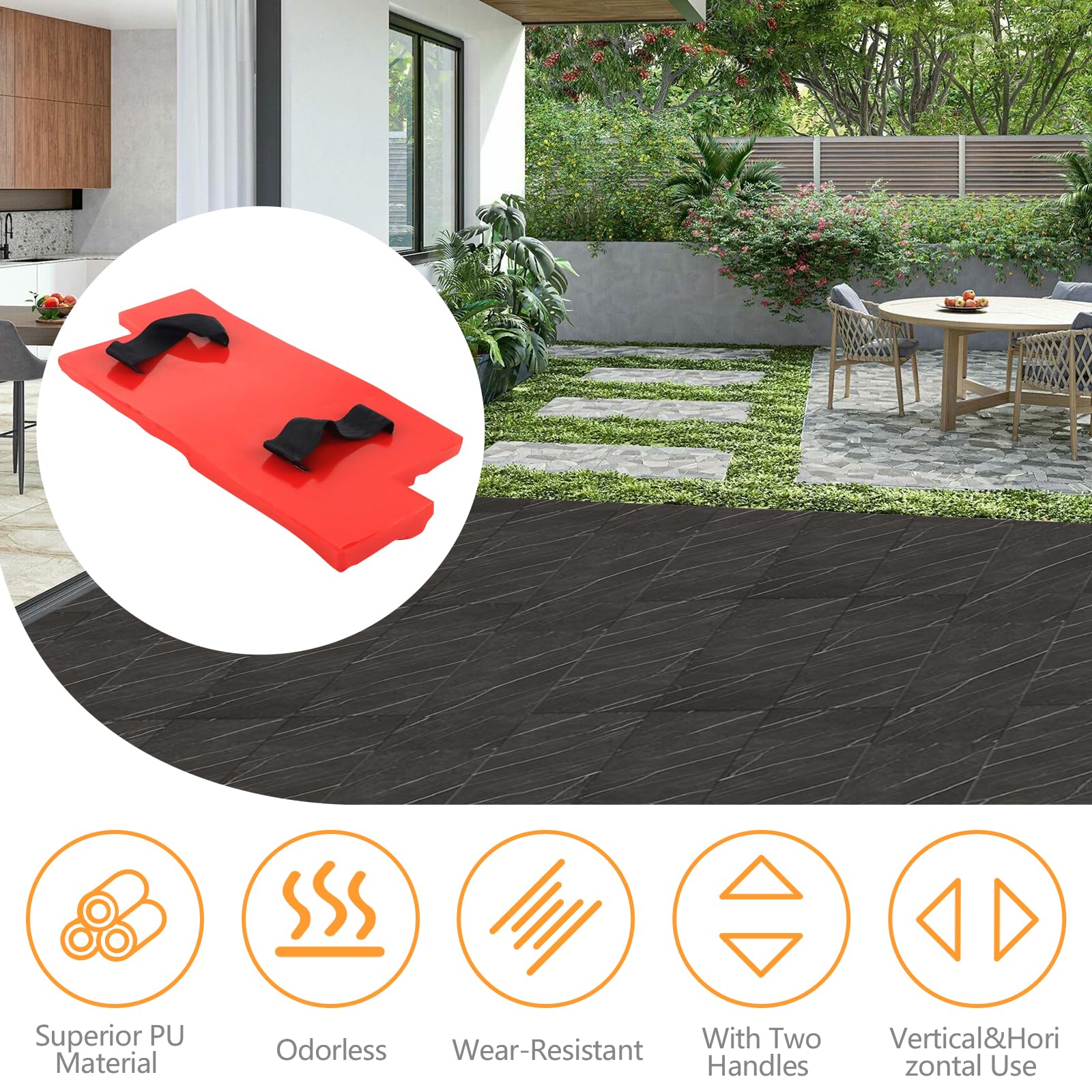 Concrete Stamps,15.7 Inch PU Stamping Concrete Pads Flexible Pad with Two Handles,Portable Concrete Stamp Molds Cement Wall Texture Cushion for Vertical Horizontal Concrete Surfaces