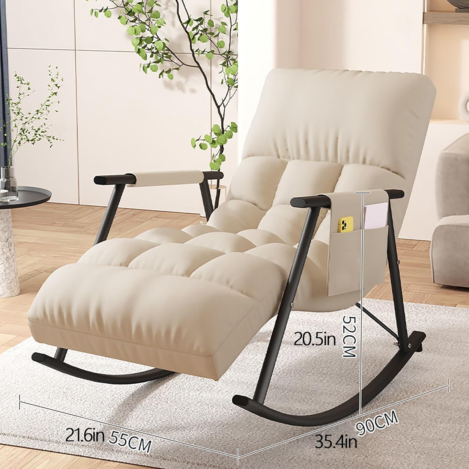 Generic Scandinavian Recliner, 5-Way Adjustable Calf Support, Camping/Beach/Lounge/Outdoor/Lawn/Zero Gravity/Living Room Rocking Chair (Gray+Black)