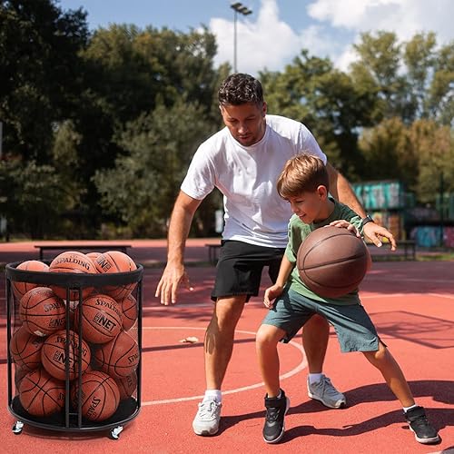 Miniatura 5 de Ball Storage Bin for Garage, Balls Holder for Soccer, Basketball, Ball Cart, Rolling Basketball Rack for Outdoor, Indoor