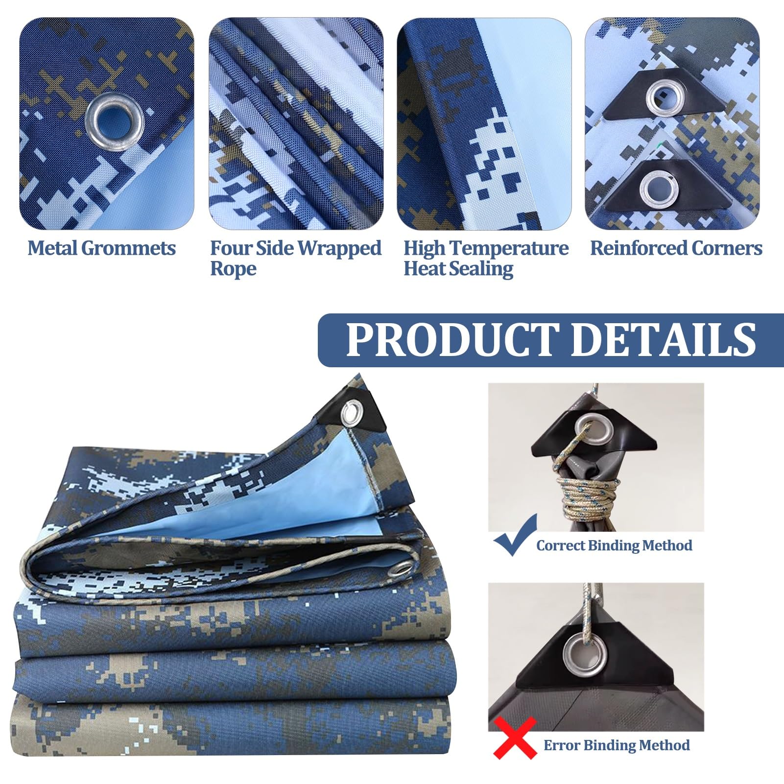Bâche de protection imperméable 450 g/m² | Tissu Oxford pour camping, pêche, mobilier de jardin