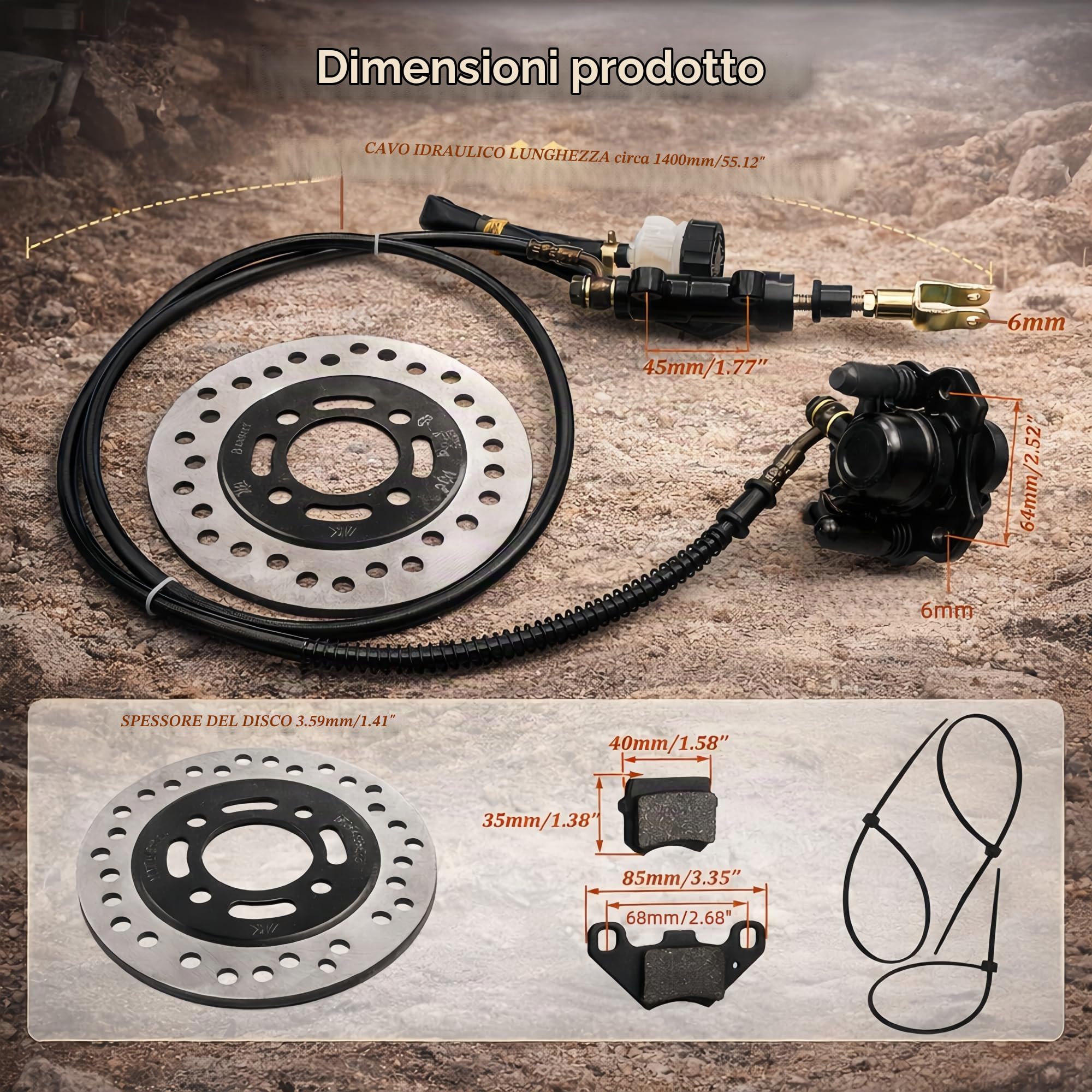 Sistema Pinza Freno a Disco Posteriore Idraulico Go Kart,Freni Go Kart, Sistema Pinza Freno a Disco Posteriore Pastiglie Disco Rotore Pompa Freno Posteriore Gruppo Pinza Disco Freno Rotore Pastiglia