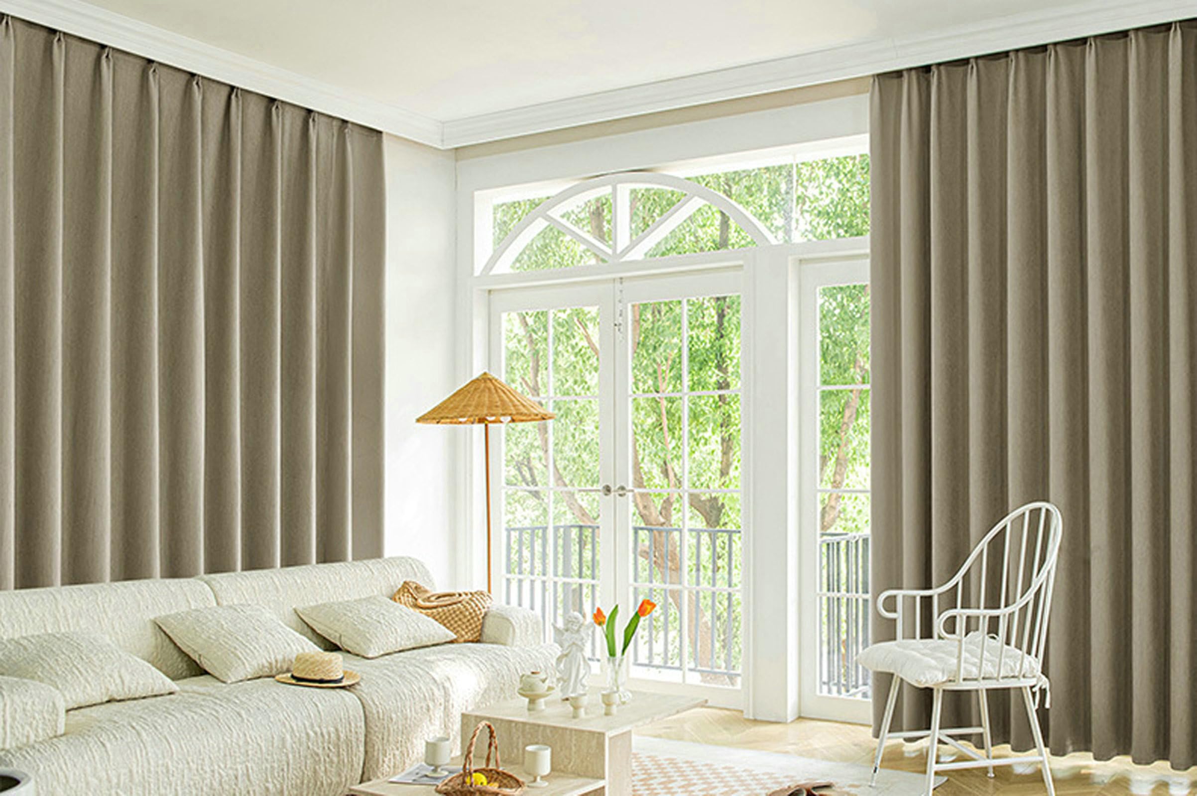 Luxfieo Zen Vorhänge 2er Set | 220x140cm | Verdunkelnd | Japanisches Design | Mit Ösen | Für Wohnzimmer & Schlafzimmer