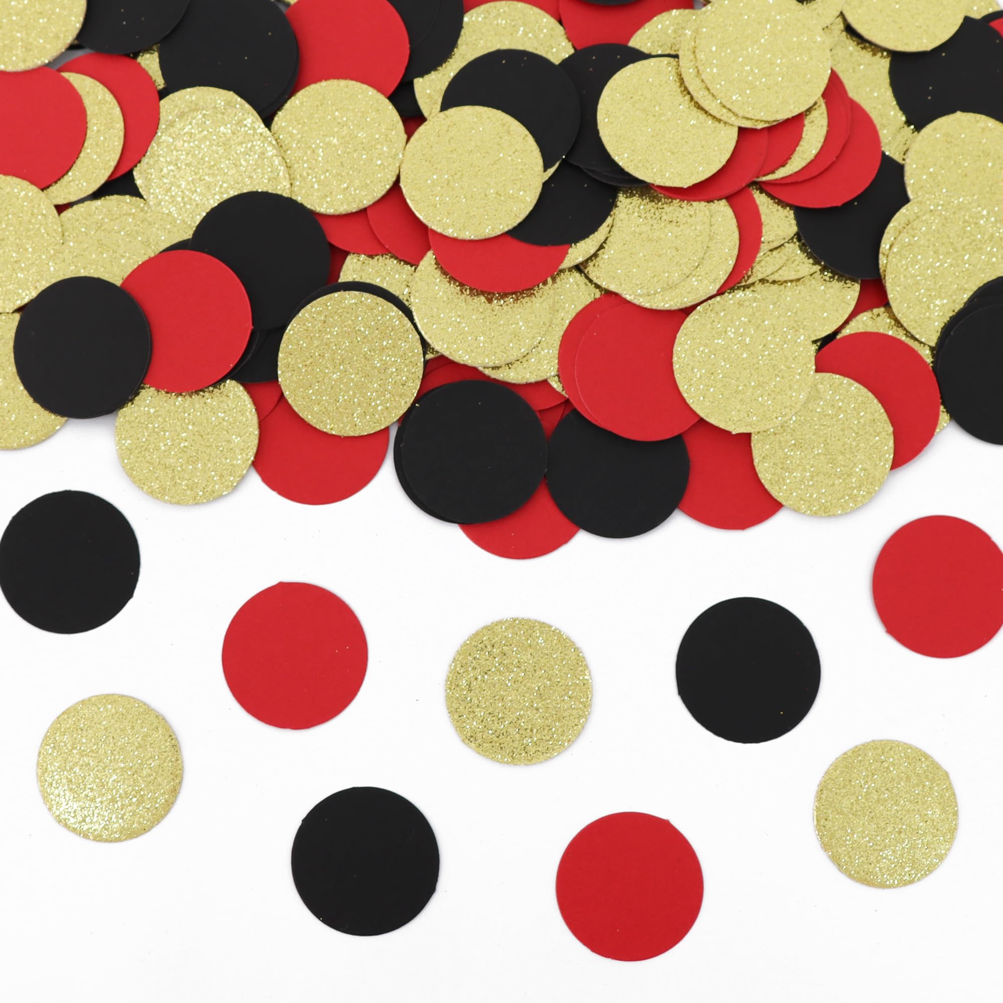 200Pcs Glitter Round Confetti Black Red Gold Paper Table Confetti