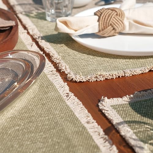 Miniatura 3 de Hausattire Juego de 6 manteles individuales de algodón deshilachado de 13 x 19 pulgadas, manteles individuales lavables de estilo bohemio rústico