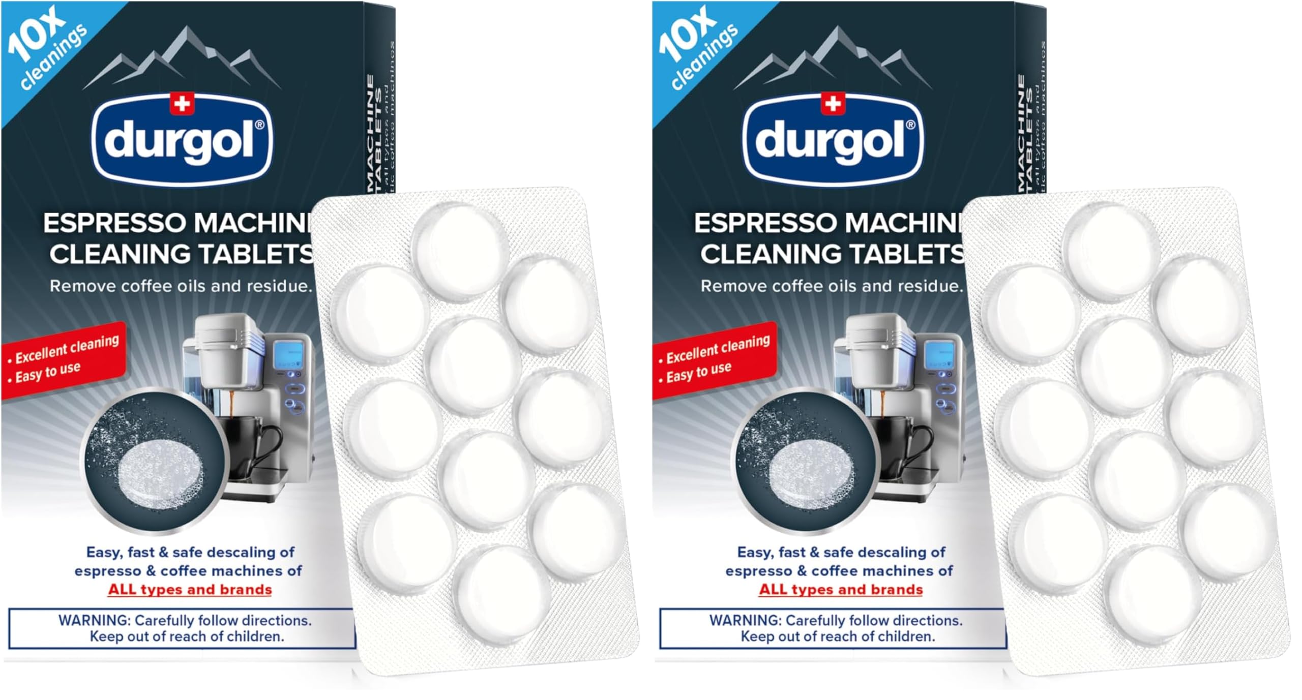 Durgol Espresso Machine and Coffee Maker Cleaning Tablets, 10 count (Pack of 2)