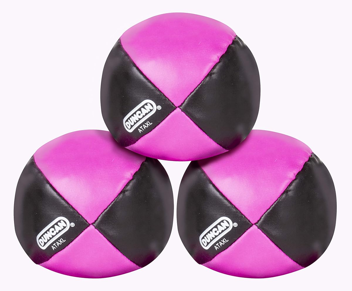 Duncan Toys Pelotas de malabarismo, paquete de 3, bolas de circo de vinilo, negro y rosa