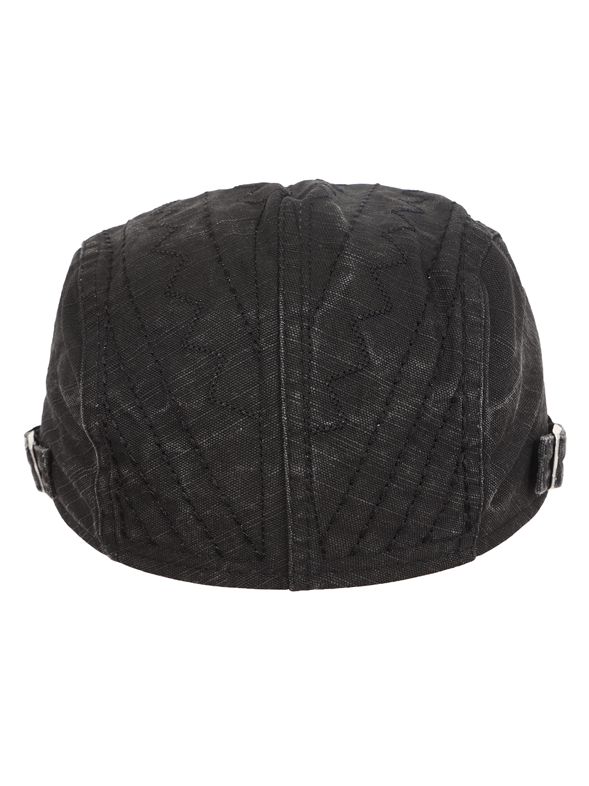 FabSeasons Unisex Washed/Faded Cotton Flat Golf Caps/Hats for Men & Women Black 3