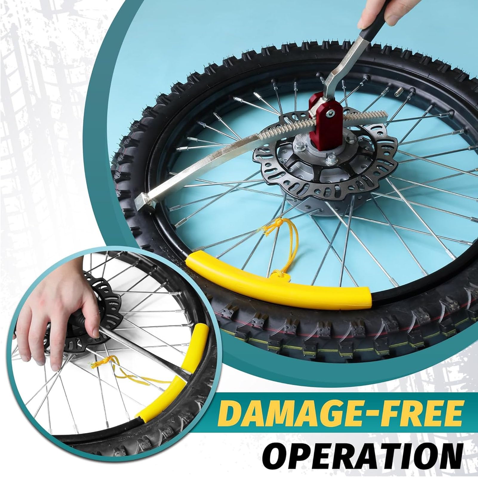 Generic Zestaw narzędzi do wymiany opon w motocyklach crossowych i enduro, kompaktowa montażownica do opon w motocyklach crossowych do kół o średnicy od 16" do 21"