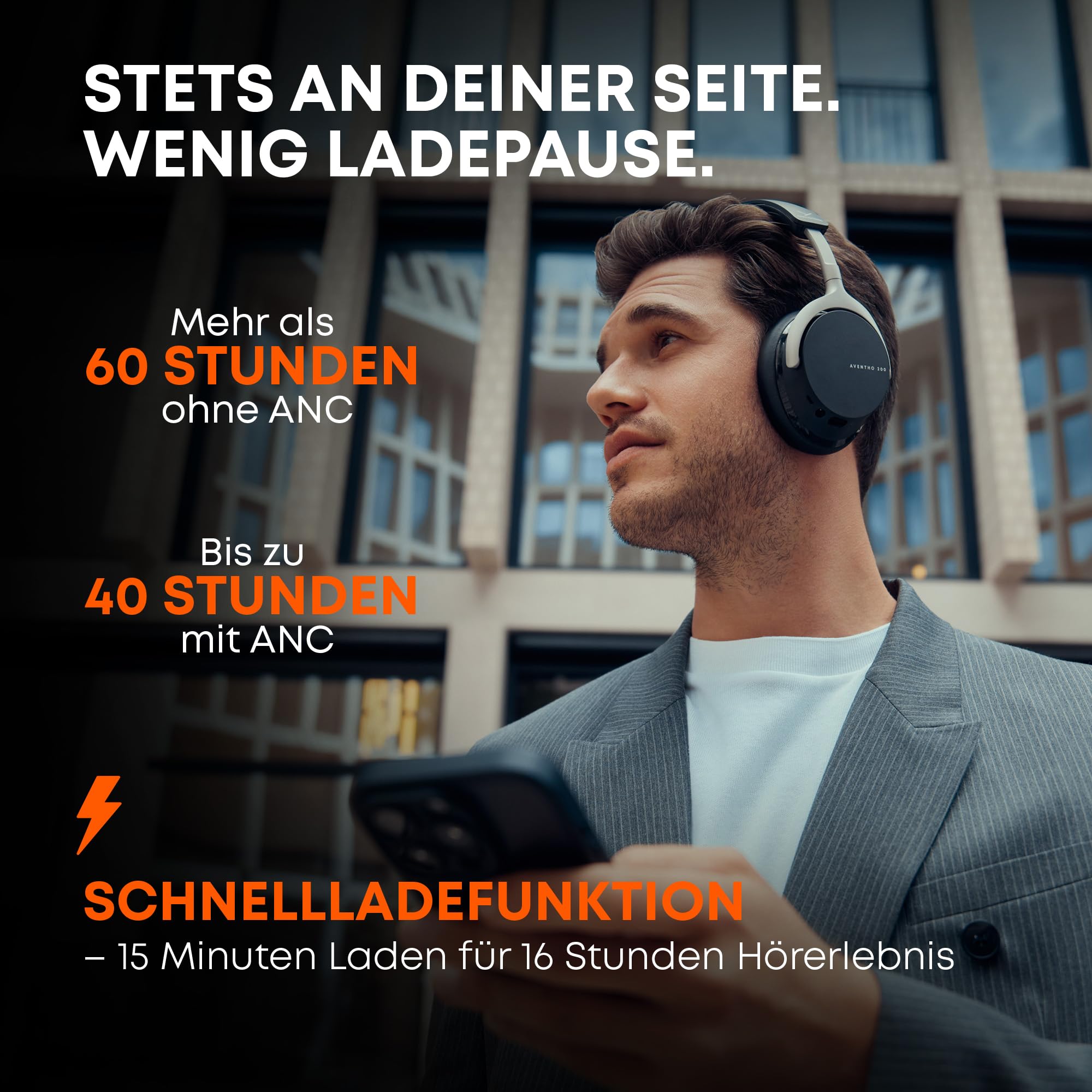 beyerdynamic AVENTHO 200 Wireless Over-Ear Kopfhörer mit aktiver Geräuschunterdrückung, 60 Stunden Akkulaufzeit, austauschbare Ohrpolster, Design in Nordic Grey - neues Update per App verfügbar