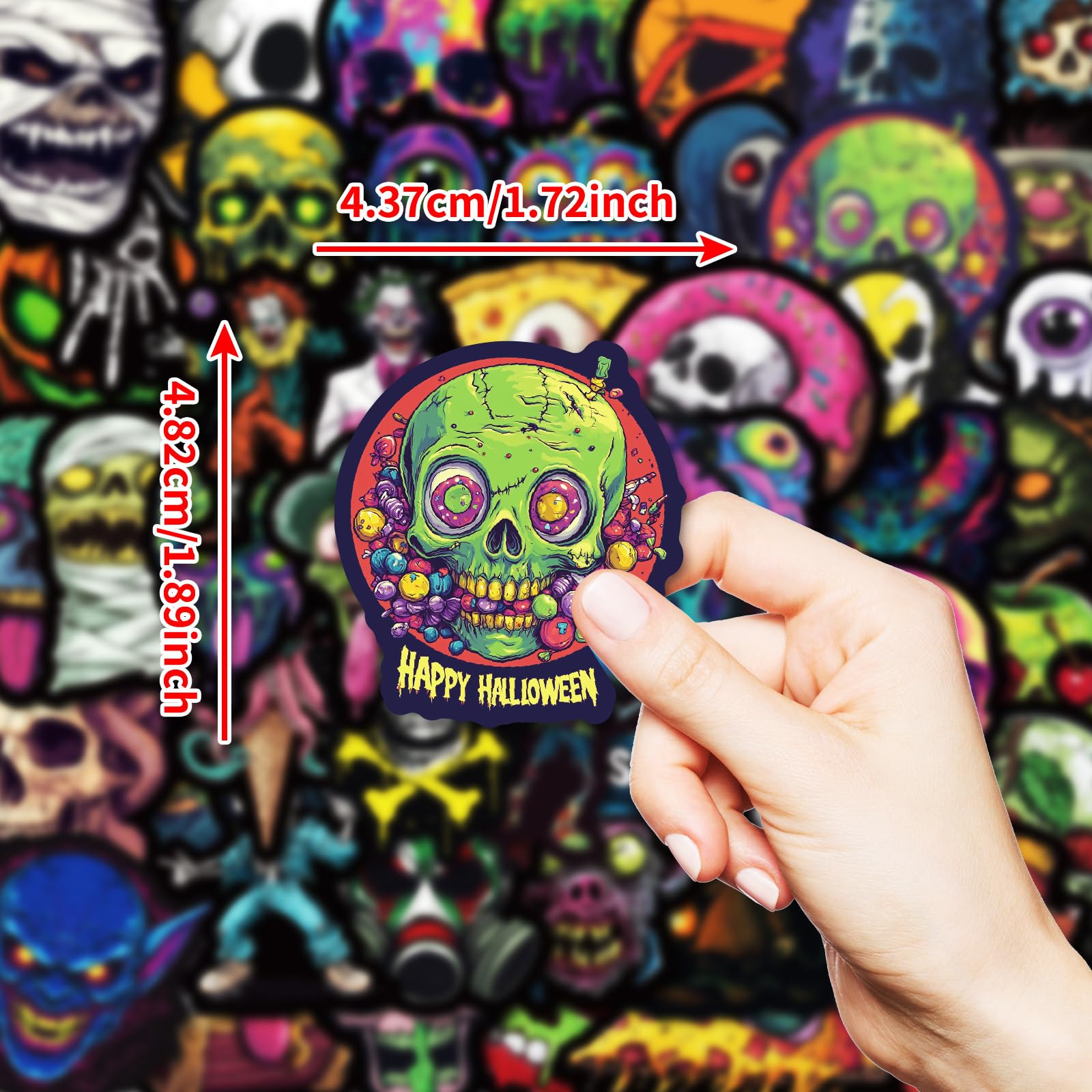 50 calcomanías góticas de terror para botella de agua para laptop, calcomanías de monstruo de calavera para álbumes de recortes, equipaje, guitarra, monopatín, bicicleta, coche, calcomanías