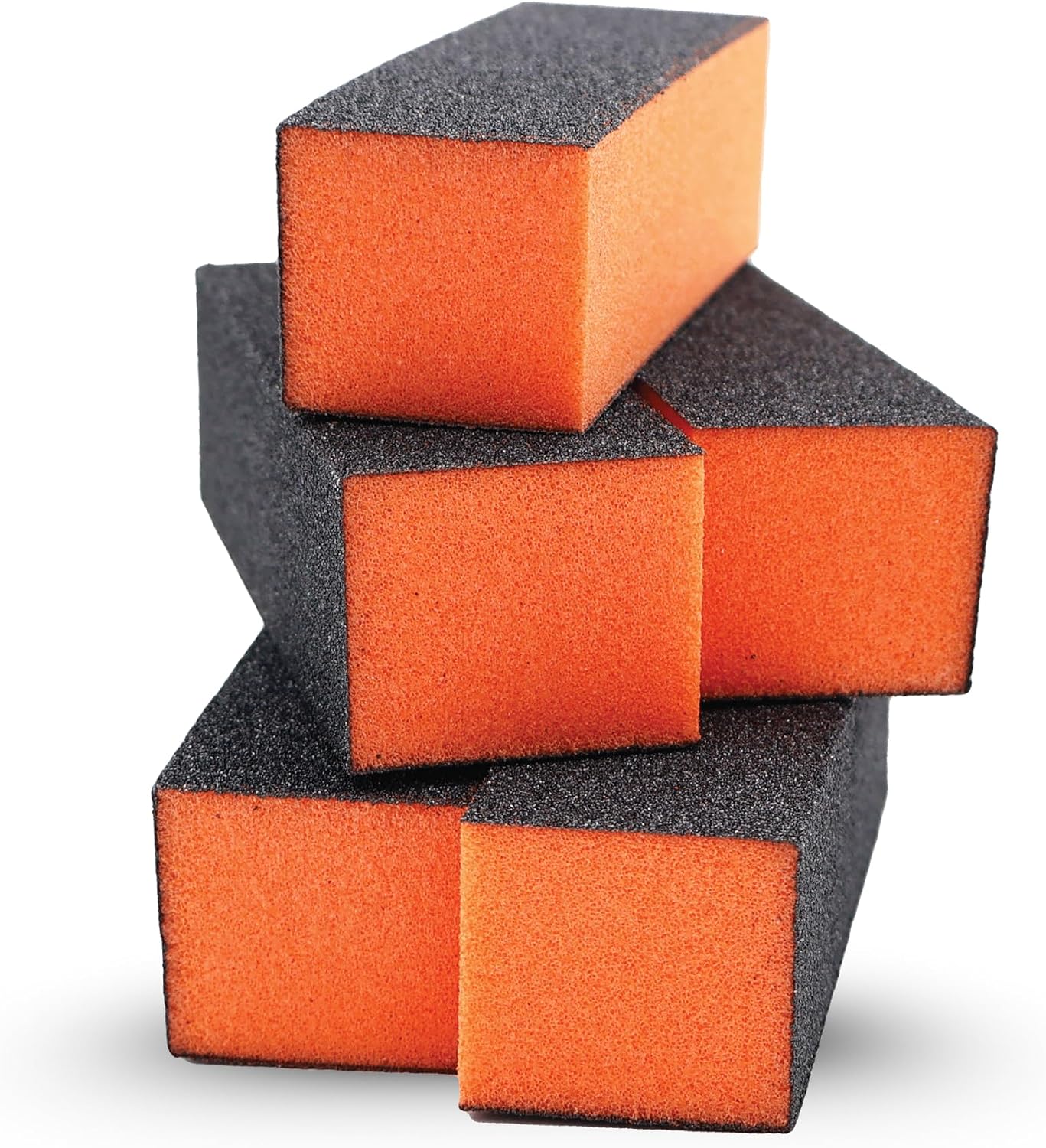 3 Way Nail Buffer Block for Gel, Acrylic, Natural, Pedicure, Manicure - Orange Black 80/100 12PC