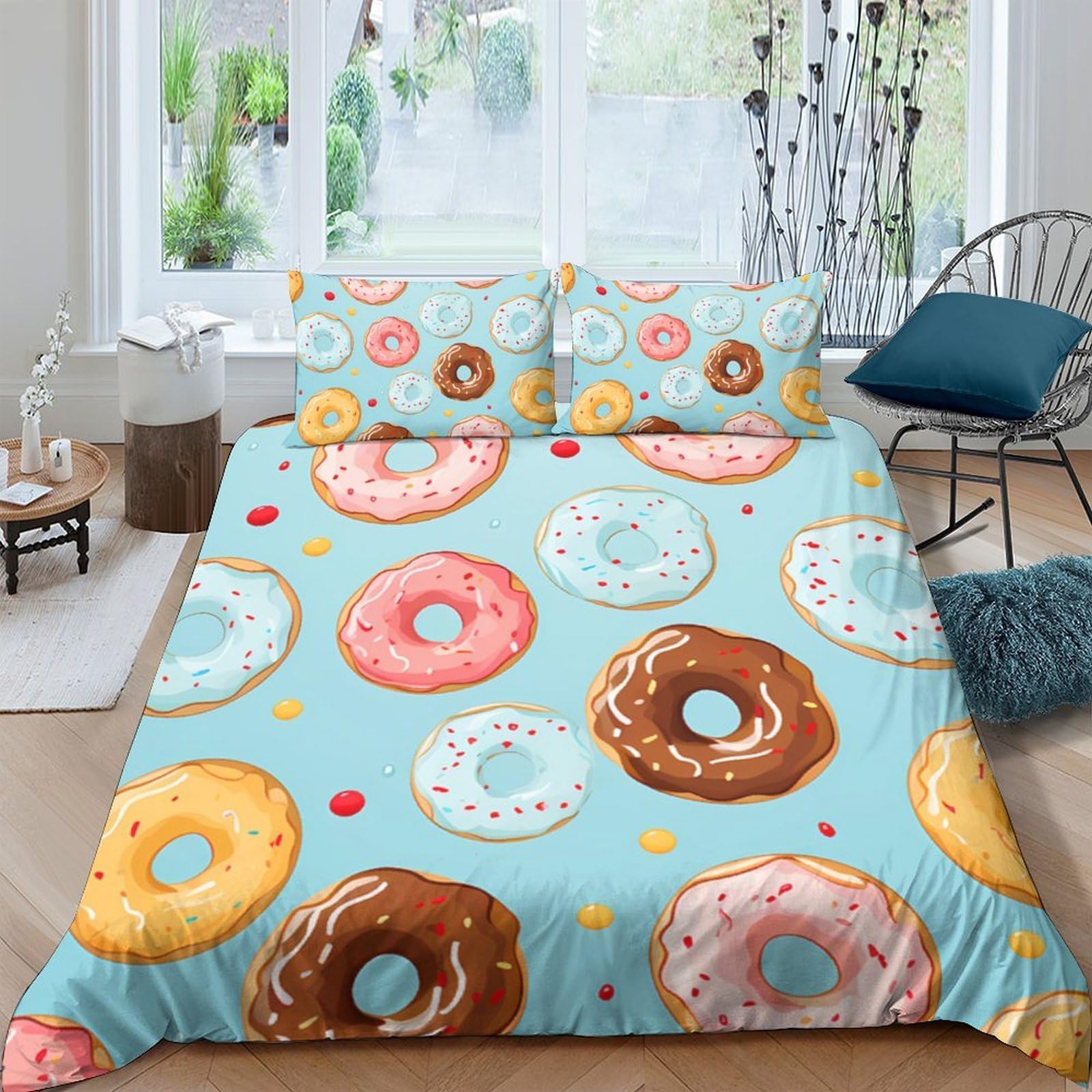 Ctjqhvkz Style-5 3D Printed Donut Pattern Fitted Sheet Microfiber Soft Breathable Colorful Sprinkle Bed Cover For Bedroom Guest Room Mattress Decor Single（135X200cm）