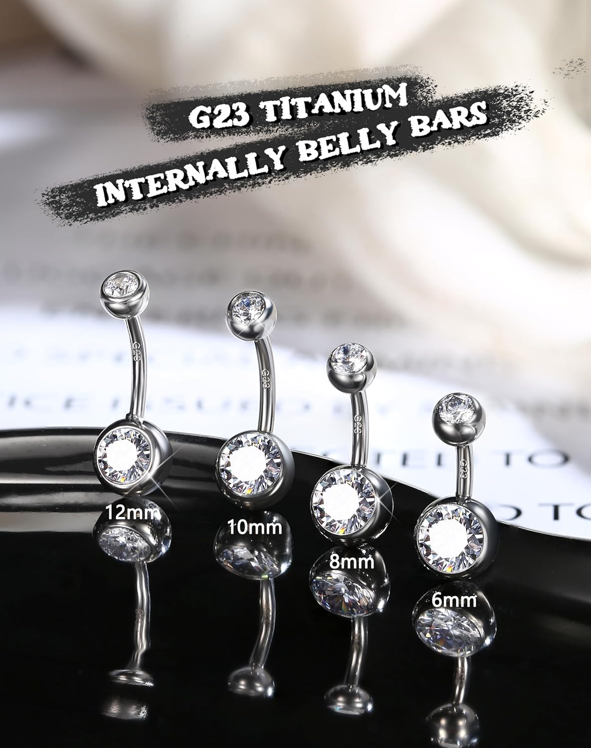 FIASASO Belly Button Ring Surgical Steel Titanium Sterling Silver 14K Gold Plated Belly Button Rings Cubic Zirconia Internally Threaded Belly Rings 14G Belly Piercing Jewelry Hypoallergenic Navel Piercing Jewelry for Women - Image 2