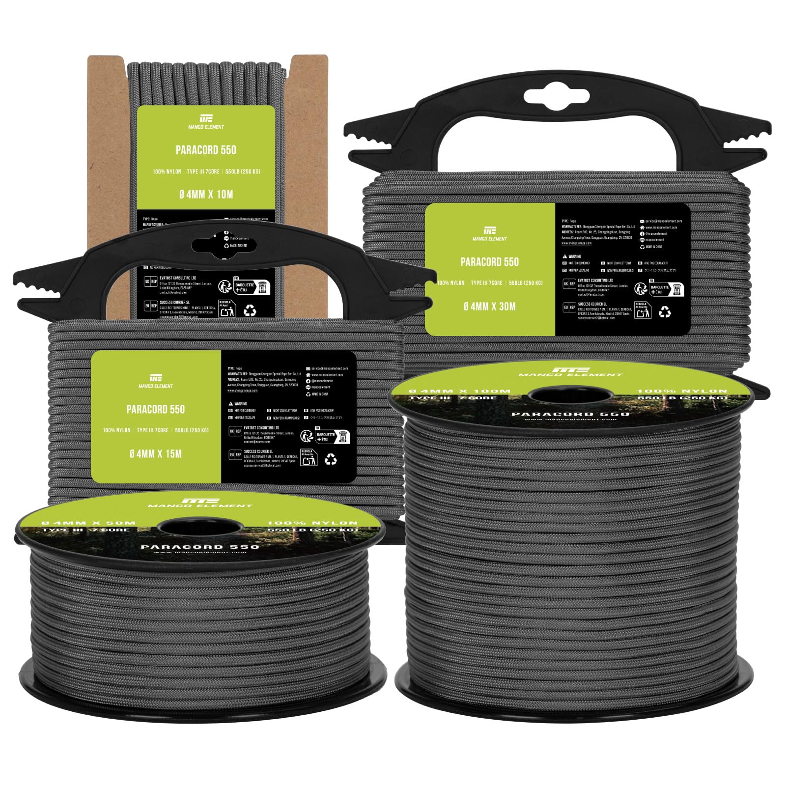 Manco Element 550 Paracord 4mm x 30m Cord Type III 7 Strands Rope