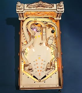ROBOTIME 3D Puzzle Pinball Flipperautomat Modellbausatz Holz für Erwachsene, DIY Flipper Bausatz Spielautomat Tischspiel, Holzpuzzle Geschenke für Männer Frauen