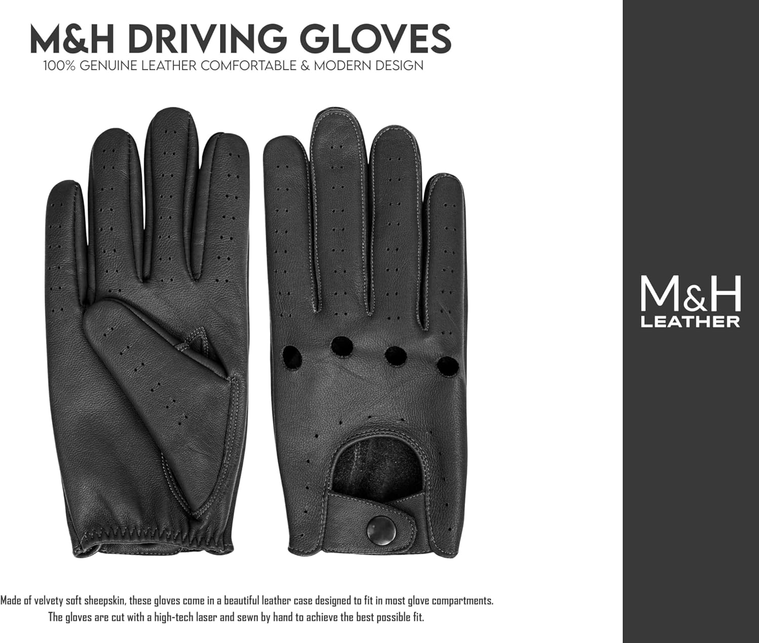 M&H Since 1978 Driving Gloves for Men - Mens Leather Car Gloves - Image 4