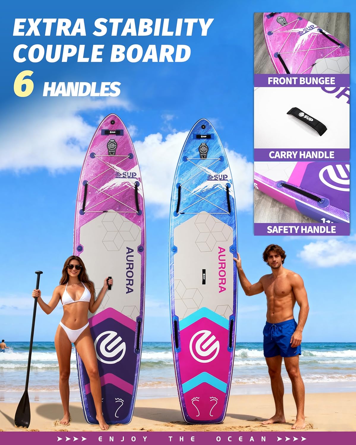 ESUP 11’6 ×34" Extra Wide Paddle Board Inflatable with Premium Sup Board Accessories, Extra Stable Stand Up Paddleboards for Adults/425lb/Family/Beginner, with Shoulder Strap,Dual-Action Pump