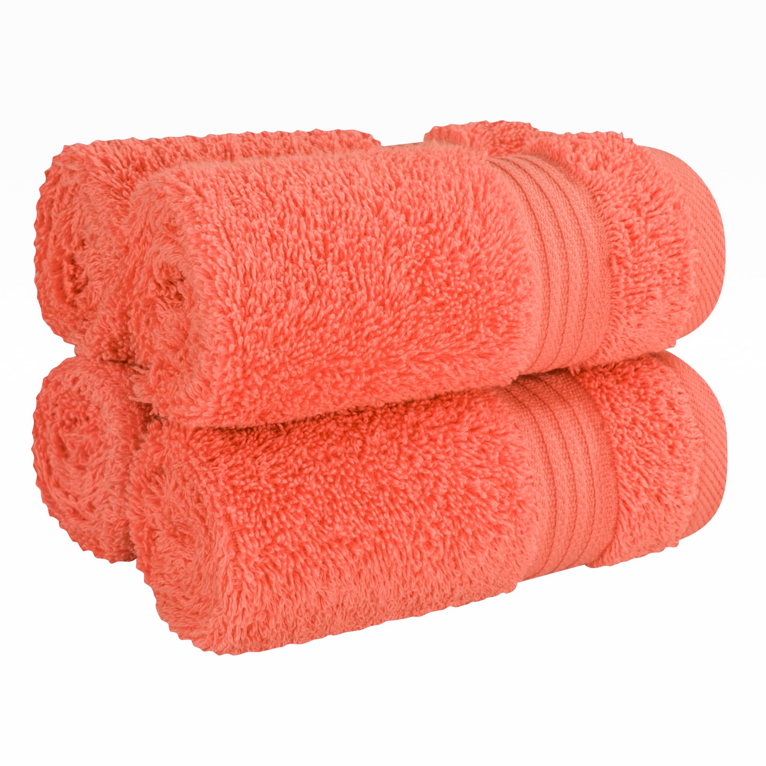 Cotton Paradise Türkisches Waschlappen-Set aus 100% Baumwolle, für Badezimmer, 4-teilig, weich, saugfähig, kleine Handtücher, Waschlappen, Korallenrot