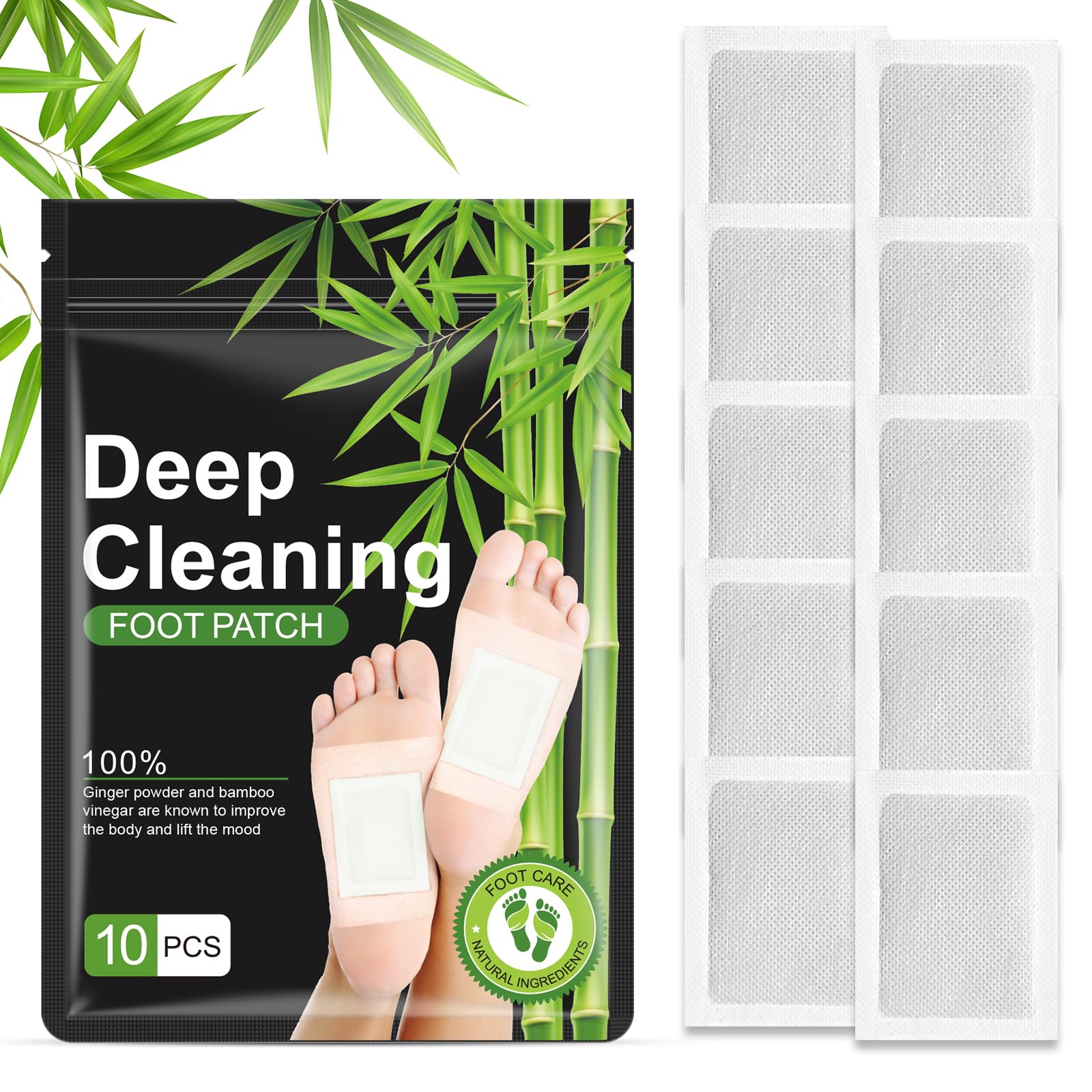 Detox Foot Patches, 20PCS Deep Cleansing Foot Detox Pads, Natural Bamboo Vinegar Ginger Detoxing Foot Patches for Remove Toxins and Impurities, Cleanse Body, Relieve Stress and Improve Sleep