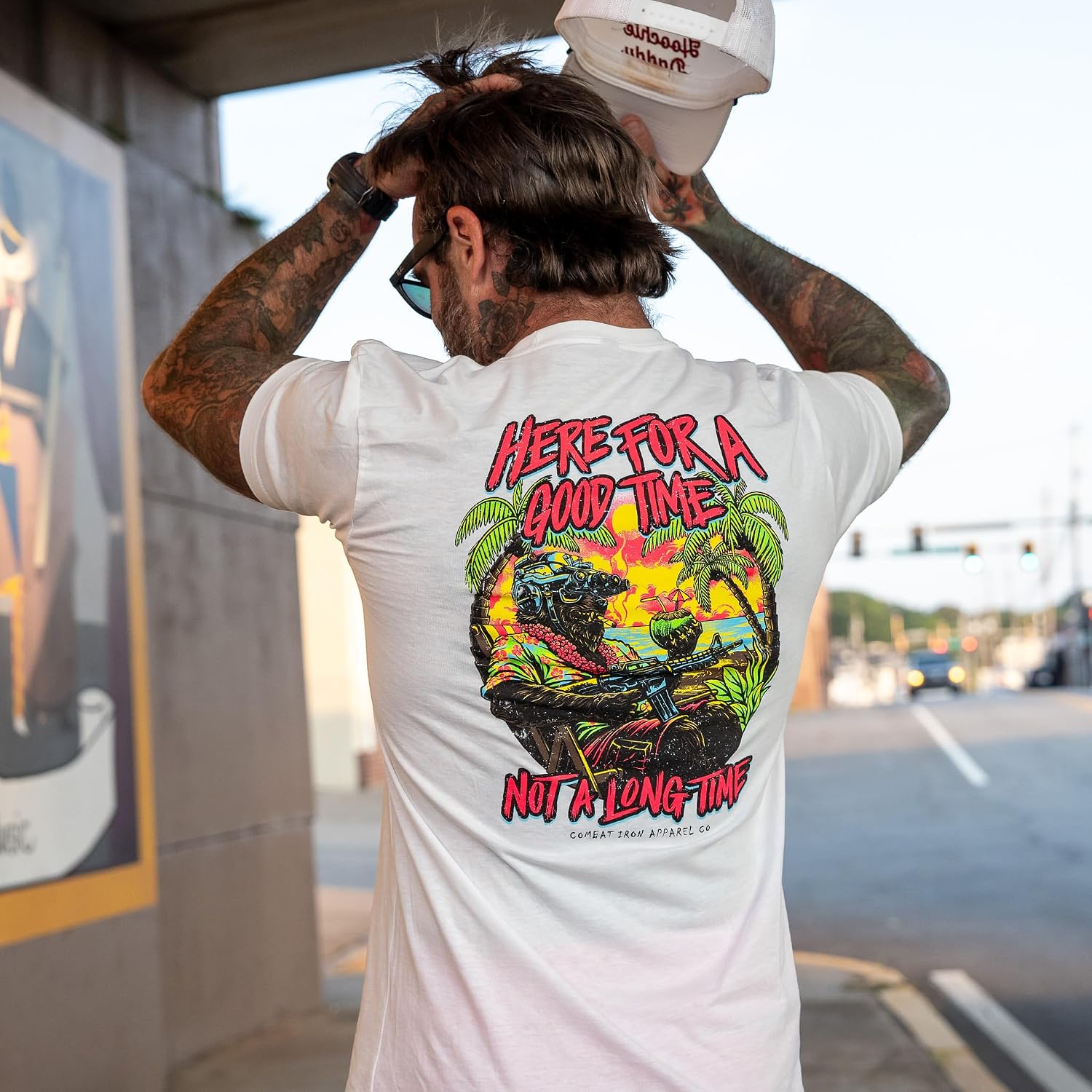 Combat Iron Men's Graphic Short Sleeve T-Shirt - Here for a Good Time Summer Edition Tee