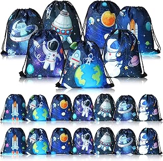 21 Pack Outer Space Party Favors Drawstring Bags Galaxy Birthday Party Supplies Starry Sky Solar System Goodie Gift Bags for Kids Boys Girls Loot Candy Snack School Travel Storage Backpack