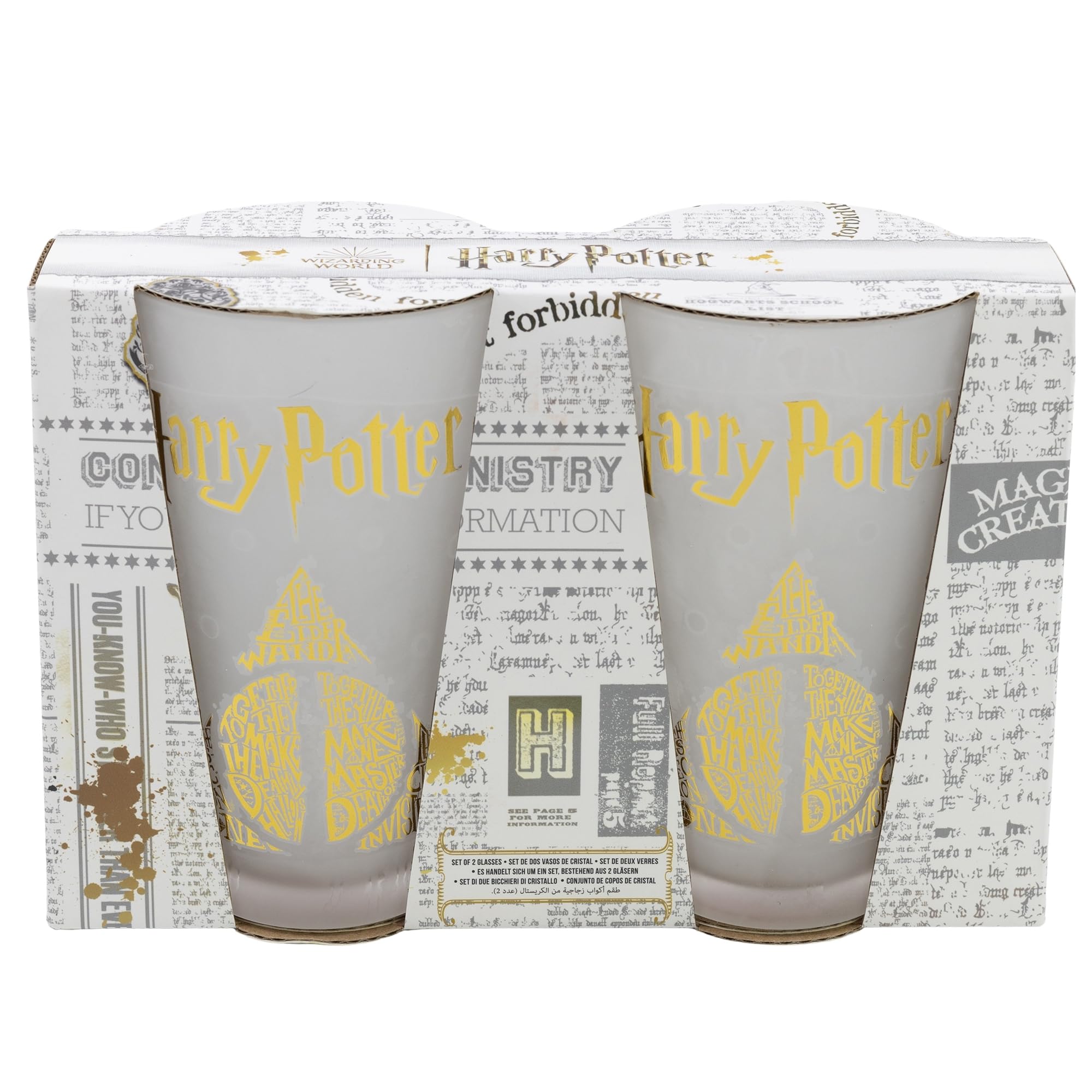 Set Of 2 Matt Crystal Cups Harry Potter 490Ml