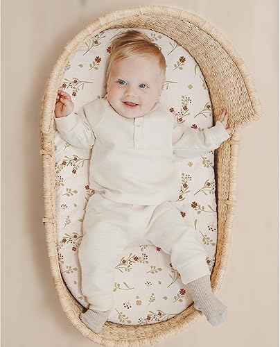 Miniatura 2 de Konssy Paquete de 2 sábanas bajeras de muselina para bebé niña y niño, sábanas suaves y transpirables para moisés de bebé, cuna, cesta de moisés