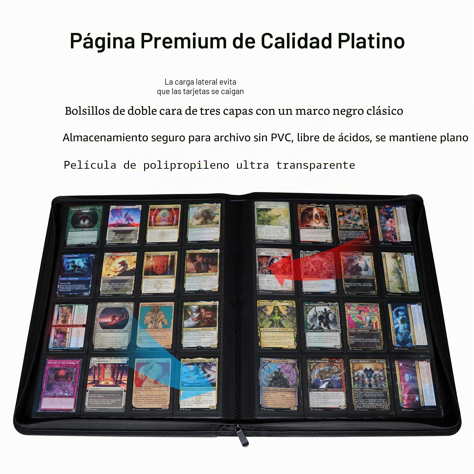 Carpeta de tarjetas de 16 bolsillos, se adapta a 1344 tarjetas de intercambio de carga lateral, álbum de tarjetas sin anillo para TCG y tarjetas deportivas