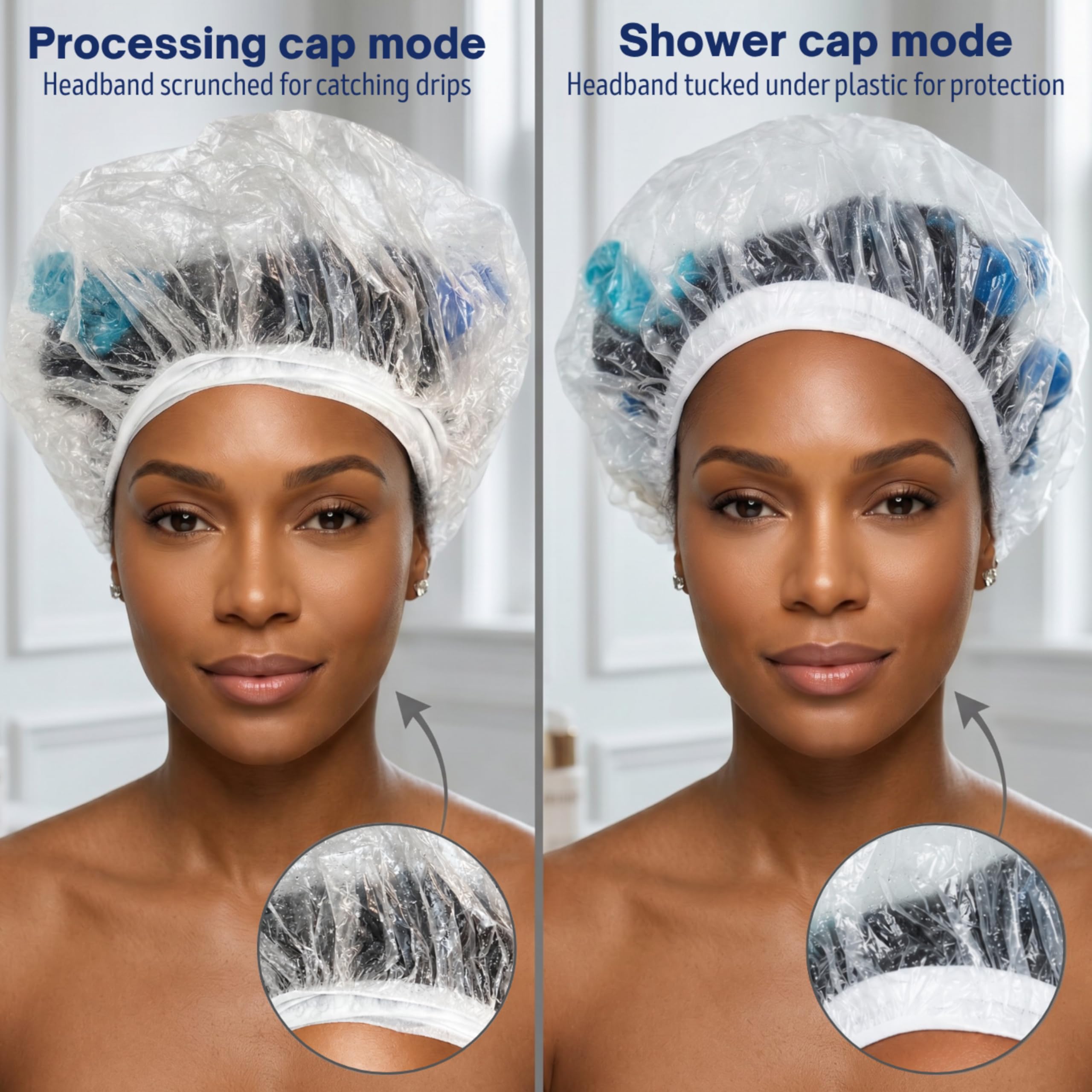 Confezione da 10 cuffie da doccia extra large, a prova di perdite, per capelli con trattamento profondo, per trattamento di capelli e capelli, tappi in plastica per capelli grandi, ciocche lunghe e