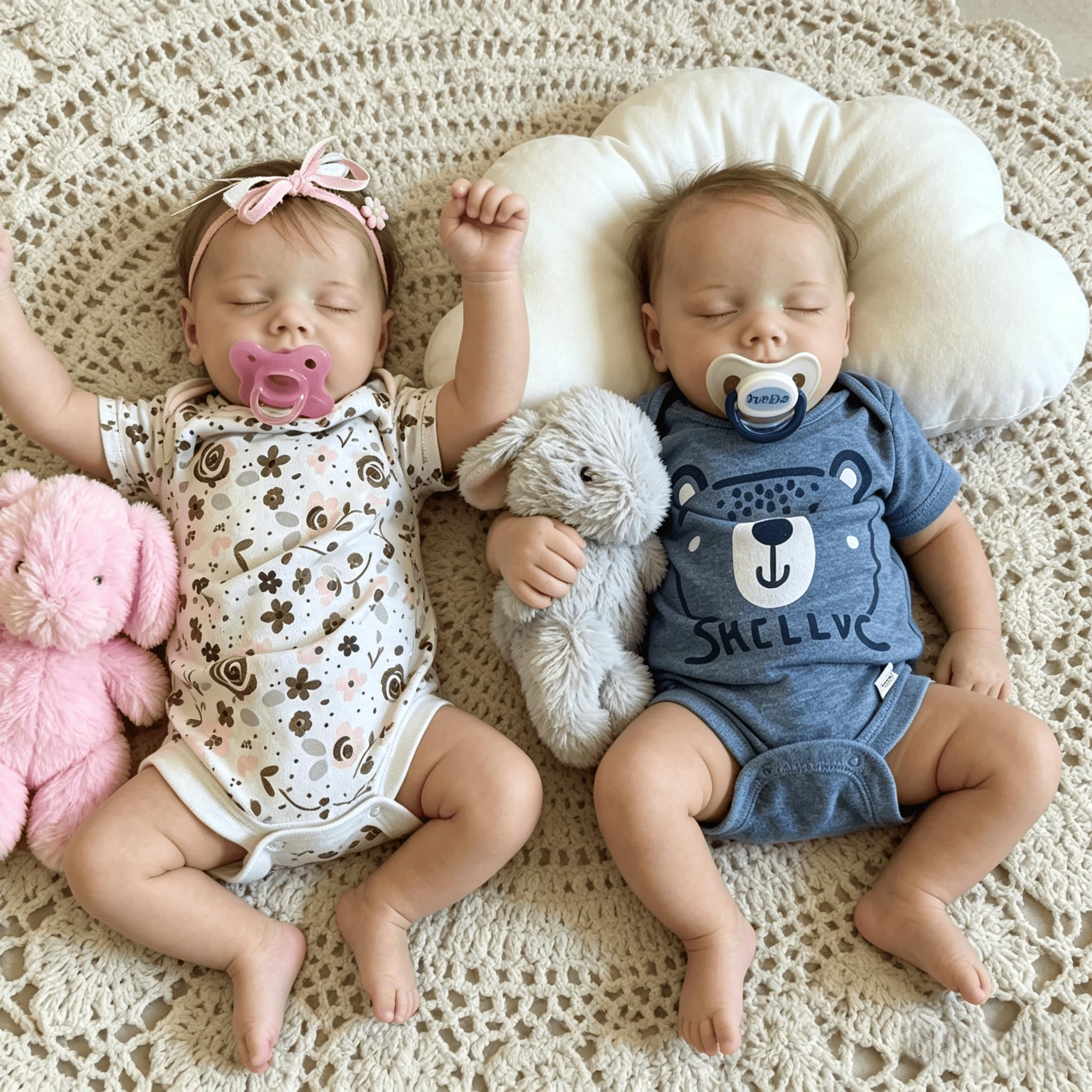 Realistyczne silikonowe lalki Reborn Baby Dolls Twins Realistyczne miękkie winylowe śpiące bliźniaki chłopcy i dziewczęta wodoodporne urocze lalki noworodka zabawki prezenty dla dzieci w wieku